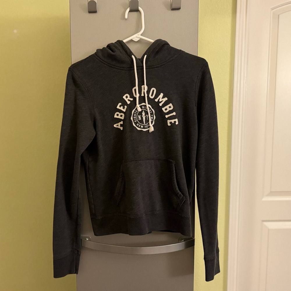 Abercrombie & Fitch Women’s Size Small Charcoal Hoodie with White Logo